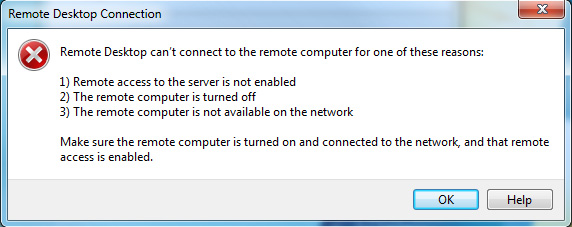 microsoft remote desktop connection not on network